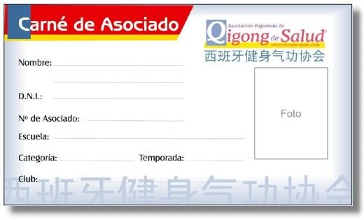 asociación española de qigong carné de asociado a AEQS